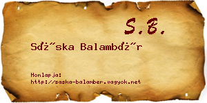 Sáska Balambér névjegykártya